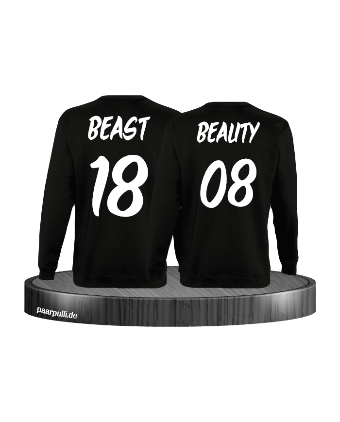 Beauty und Beast mit Wunschzahl Partner Sweatshirts in schwarz