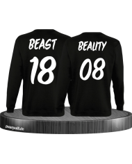 Beauty und Beast mit Wunschzahl Partner Sweatshirts in schwarz