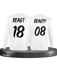 Beauty und Beast mit Wunschzahl Partner Sweatshirts in weiß