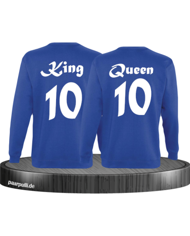 King Queen mit Wunschzahl Partnerlook Sweatshirts in blau King Queen mit Wunschzahl Partnerlook Sweatshirts in blau