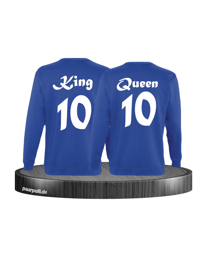 King Queen mit Wunschzahl Partnerlook Sweatshirts in blau