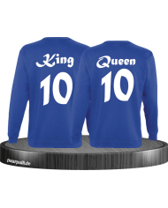 King Queen mit Wunschzahl Partnerlook Sweatshirts in blau