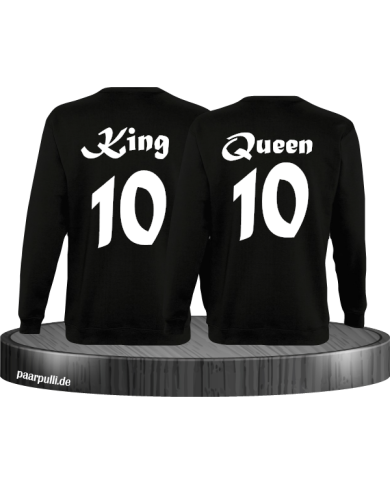 King Queen mit Wunschzahl Partnerlook Sweatshirts in schwarz