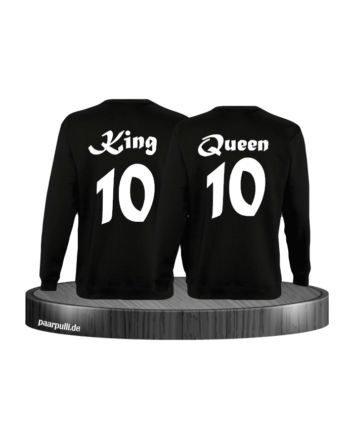 King Queen mit Wunschzahl Partnerlook Sweatshirts in schwarz