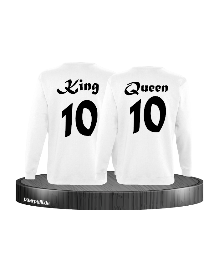 King Queen mit Wunschzahl Partnerlook Sweatshirts in weiß