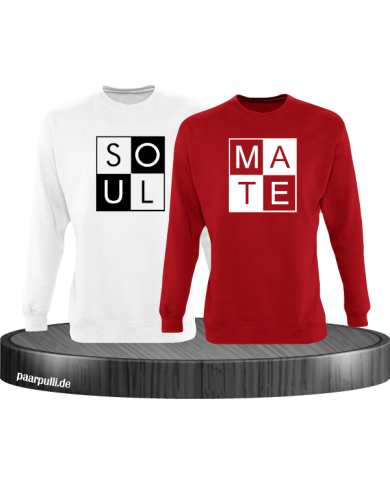Soul Mate Partnerlook Sweatshirts in weiß rot