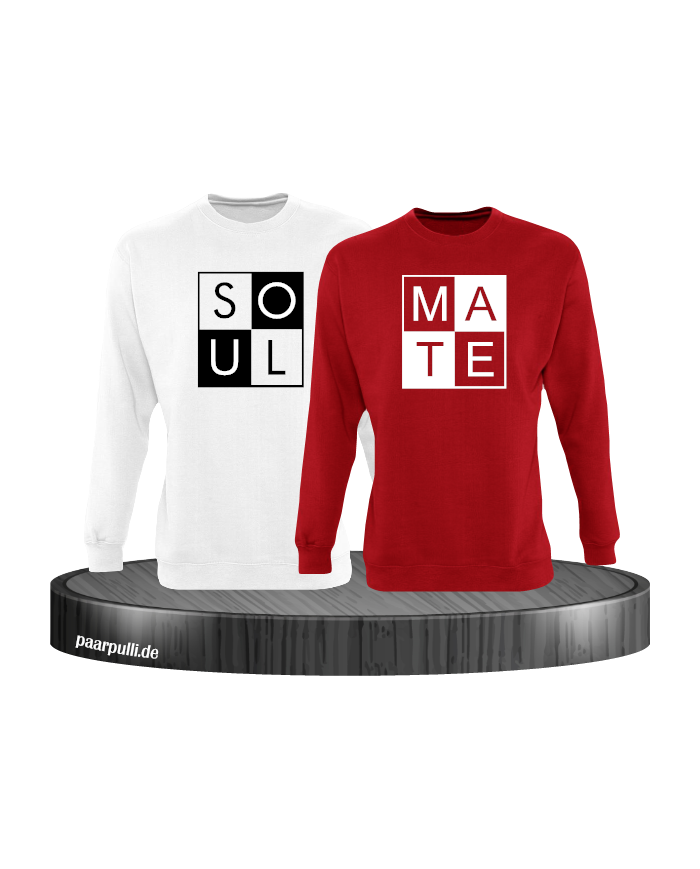 Soul Mate Partnerlook Sweatshirts in weiß rot