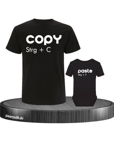 Copy Paste Vater Kind Partnerlook und Familylook Shirts in schwarz