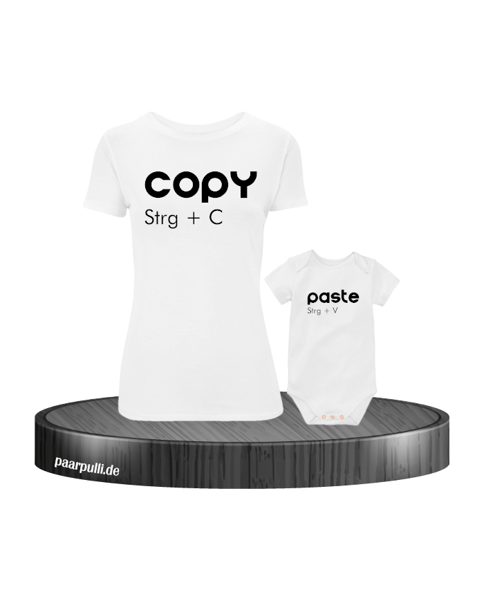 Copy Paste Mutter Kind Partnerlook und Familylook Shirts in weiß
