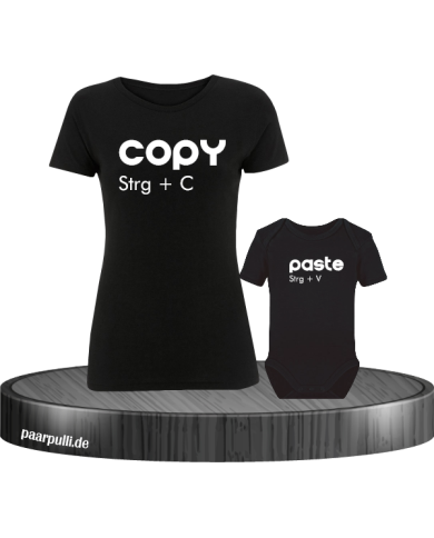 Copy Paste Mutter Kind Partnerlook und Familylook Shirts in schwarz