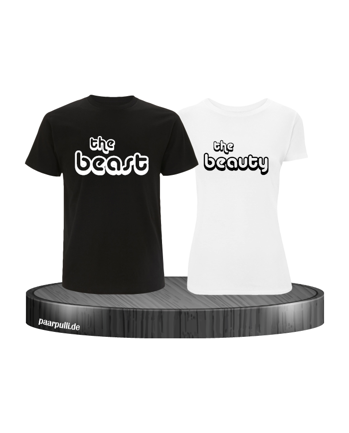 The Beast und The Beauty Partnerlook T-Shirts in schwarz-weiß