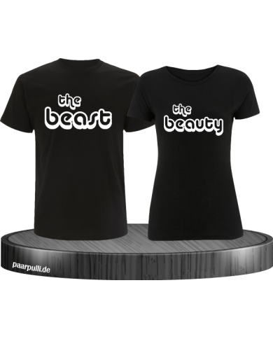 The Beast und The Beauty Partnerlook T-Shirts in schwarz
