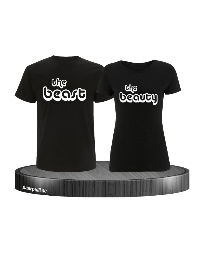The Beast und The Beauty Partnerlook T-Shirts in schwarz
