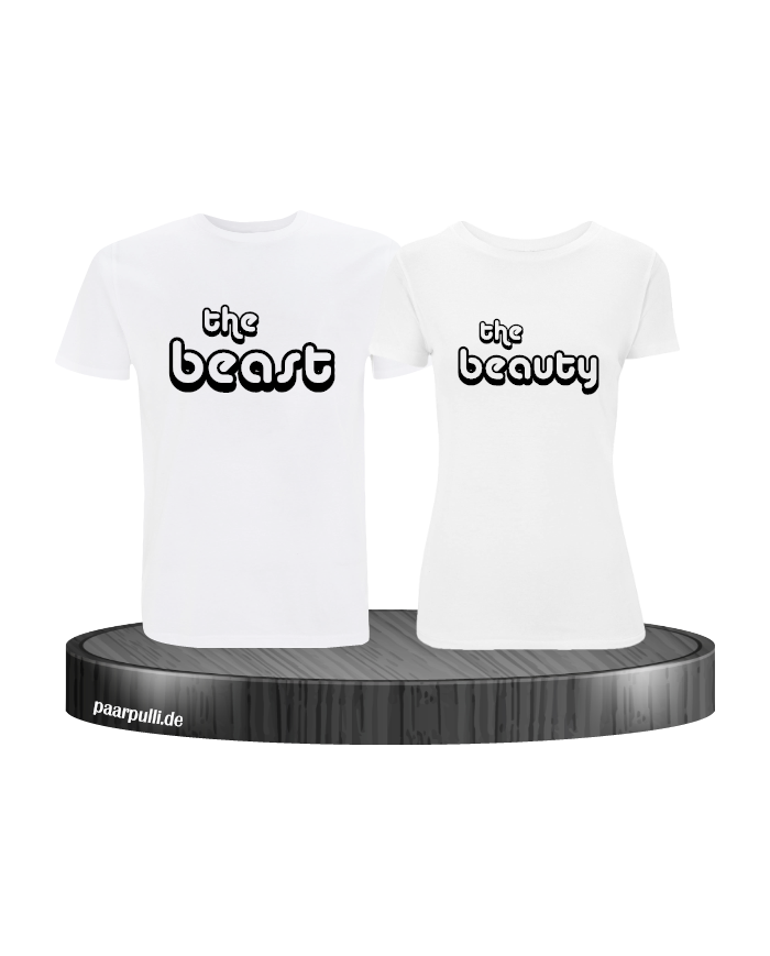 The Beast und The Beauty Partnerlook T-Shirts in weiß