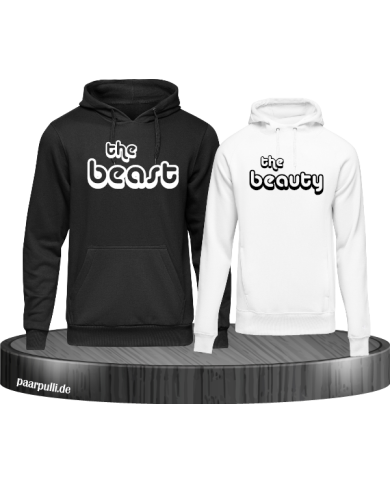 The Beast und The Beauty Partnerlook Hoodies in schwarz-weiß