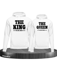 The King & The Queen Partner Hoodies bedruckt mit Wunschdatum