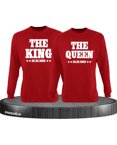 The King The Queen Partnerlook Sweatshirts mit Wunschdatum in rot The King The Queen Partnerlook Sweatshirts mit Wunschdatum in rot