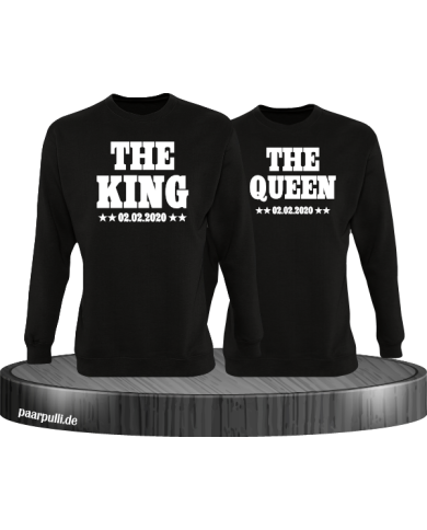 The King The Queen Partnerlook Sweatshirts mit Wunschdatum in schwarz The King The Queen Partnerlook Sweatshirts mit Wunschdatum in schwarz