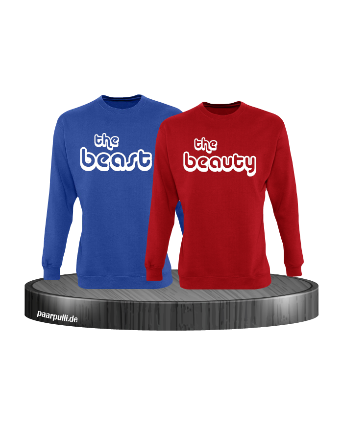 The Beast und The Beauty Partnerlook Sweatshirts in rot blau