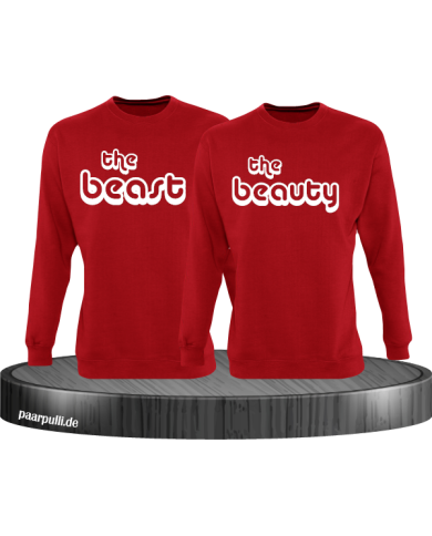 The Beast und The Beauty Partnerlook Sweatshirts in rot