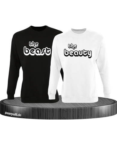 The Beast und The Beauty Partnerlook Sweatshirts in schwarz weiß