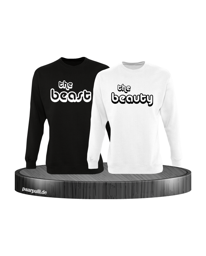The Beast und The Beauty Partnerlook Sweatshirts in schwarz weiß