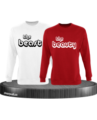The Beast und The Beauty Partnerlook Sweatshirts in weiß rot