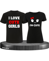 I love cute girls und im cute partnerlook tshirts in schwarz