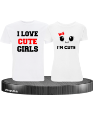 I love cute girls und im cute partnerlook tshirts in weiß