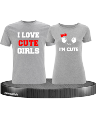 I love cute girls und im cute partnerlook tshirts in grau