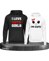 I love cute girls und im cute partnerlook Hoodies in schwarz weiß