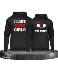 I love cute girls und im cute partnerlook Hoodies in schwarz