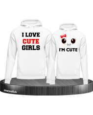 I love cute girls und im cute partnerlook Hoodies in weiß