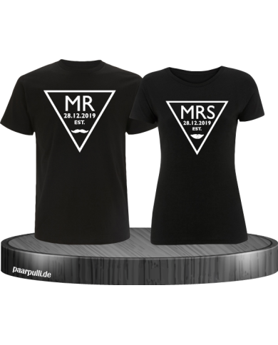 Mr. und Mrs. Partner T Shirts mit Wunschdatum