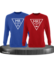Mr. und Mrs. mit Wunschdatum Partnerlook Sweatshirts in blau rot