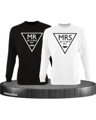 Mr. und Mrs. mit Wunschdatum Partnerlook Sweatshirts in schwarz weiß
