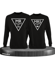 Mr. und Mrs. mit Wunschdatum Partnerlook Sweatshirts in schwarz