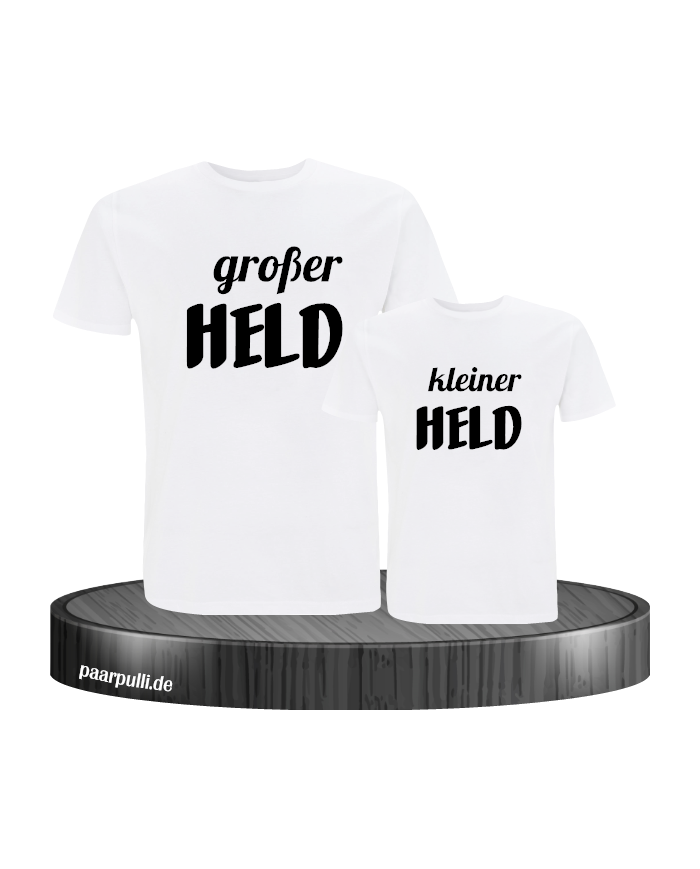 Großer Held und kleiner Held Partnerlook t-shirts für Vater und Kind in weiß