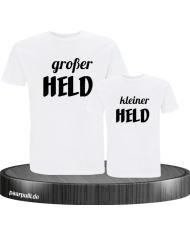 Großer Held und kleiner Held Partnerlook t-shirts für Vater und Kind in weiß
