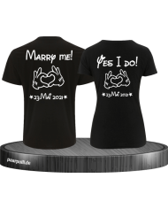 T-Shirts bedruckt mit MARRY ME und YES I DO