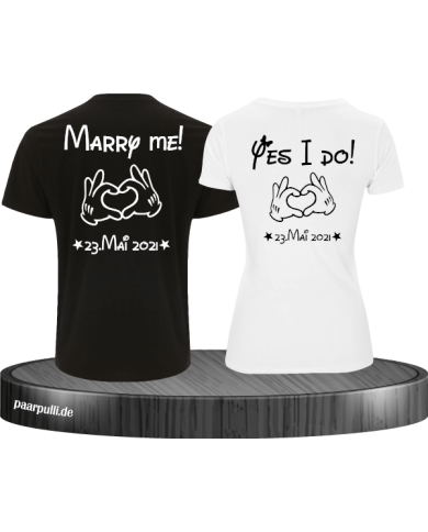 T-Shirts bedruckt mit MARRY ME und YES I DO T-Shirts bedruckt mit MARRY ME und YES I DO