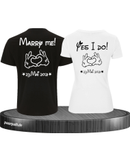 T-Shirts bedruckt mit MARRY ME und YES I DO