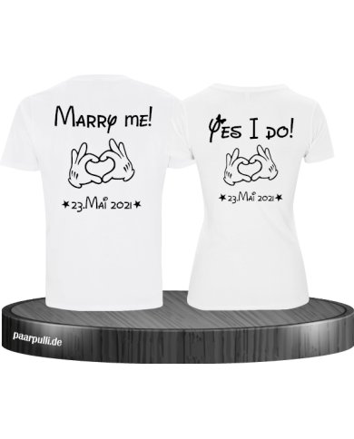 T-Shirts bedruckt mit MARRY ME und YES I DO T-Shirts bedruckt mit MARRY ME und YES I DO