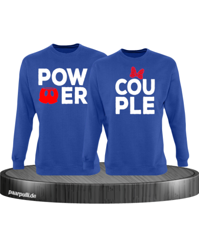 Power Couple sweatshirts mit roter figur und roter schleife in blau