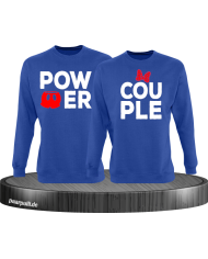 Power Couple sweatshirts mit roter figur und roter schleife in blau
