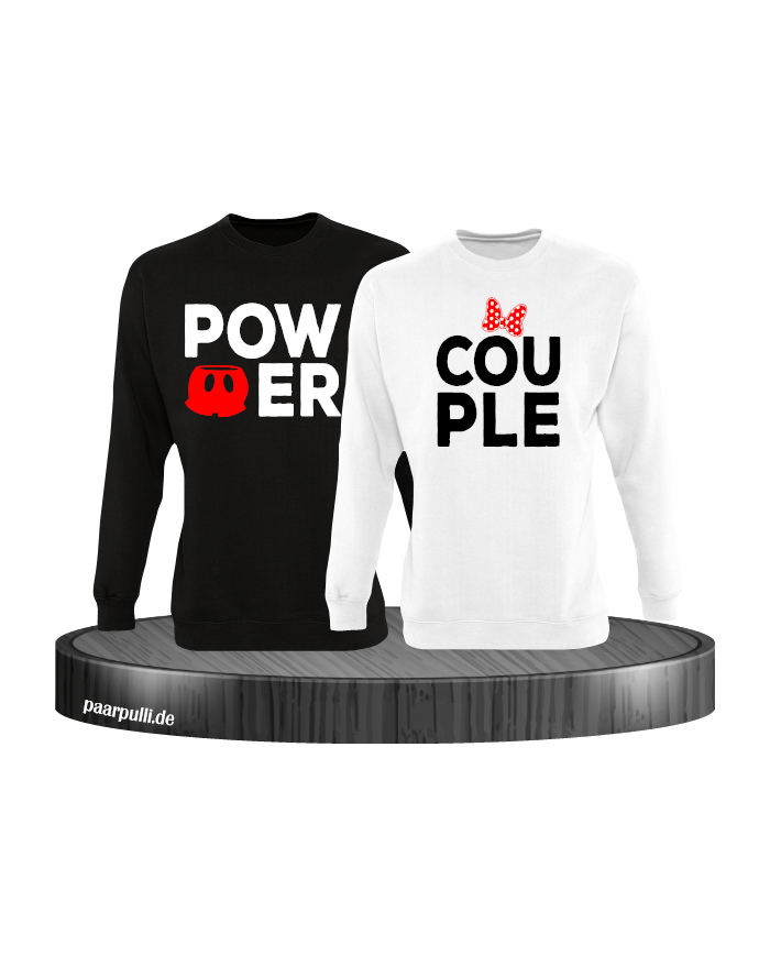 Power Couple sweatshirts mit roter figur und roter schleife in schwarz weiß