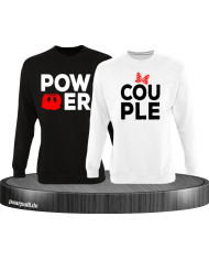 Power Couple sweatshirts mit roter figur und roter schleife in schwarz weiß
