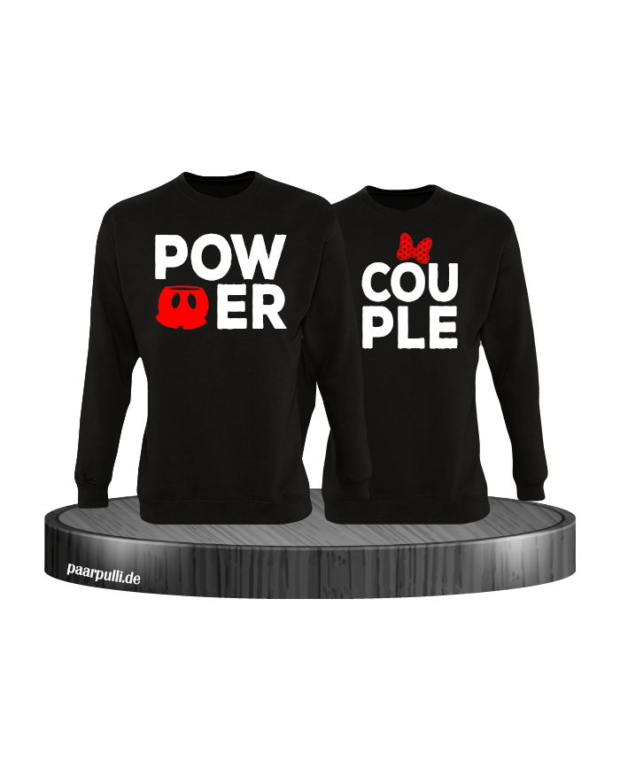 Power Couple sweatshirts mit roter figur und roter schleife in schwarz