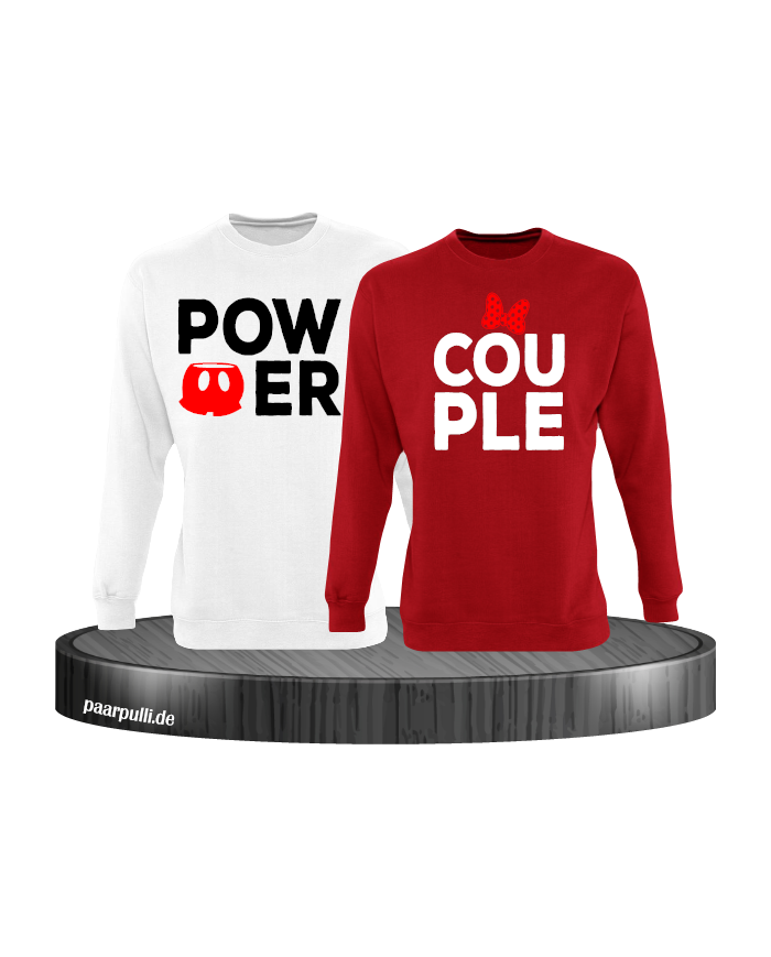 Power Couple sweatshirts mit roter figur und roter schleife in weiß rot