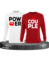 Power Couple sweatshirts mit roter figur und roter schleife in weiß rot